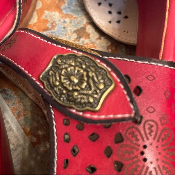 🥿NWOT Super Star Lady Leather Velcro Ankle Embossed Mary Janes! - Picture 14 of 15